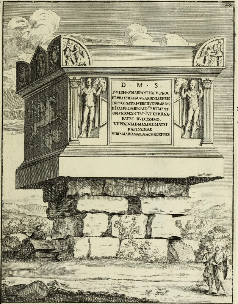 An illustration from Gli antichi sepolcri, ovvero, Mausolei romani ed etruschi trovati in Roma ed in altri luoghi celebri : nelli quali si contengono molte erudite memorie, 1767, leaf 110