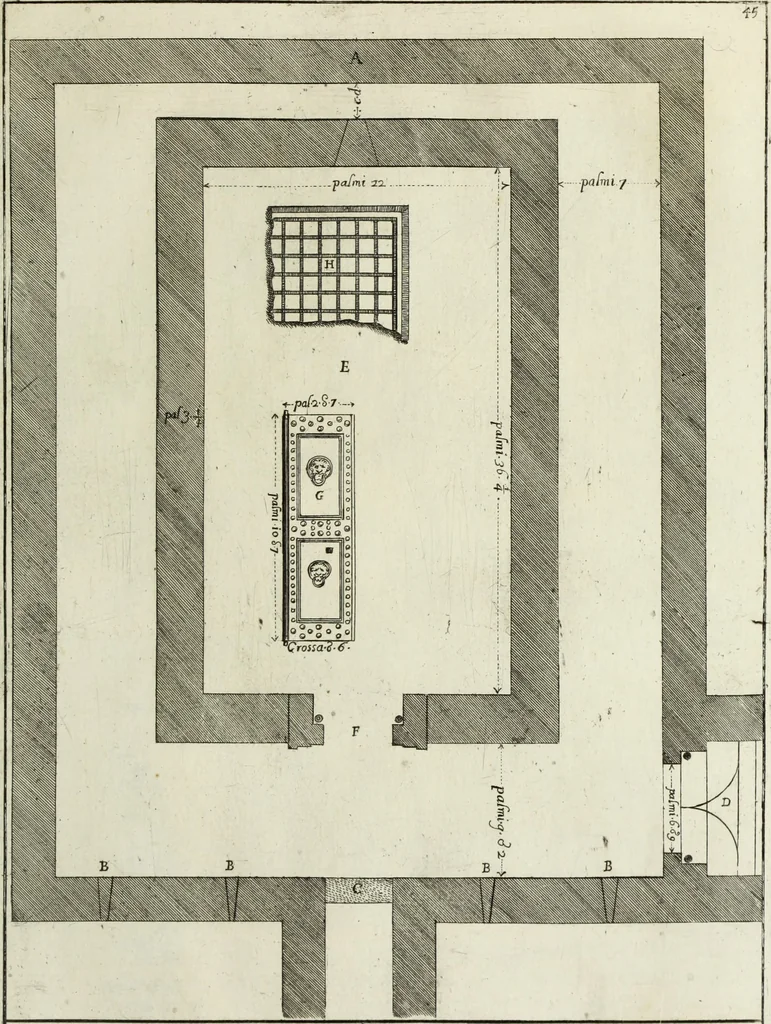 An illustration from Gli antichi sepolcri, ovvero, Mausolei romani ed etruschi trovati in Roma ed in altri luoghi celebri : nelli quali si contengono molte erudite memorie, 1767, leaf 112
