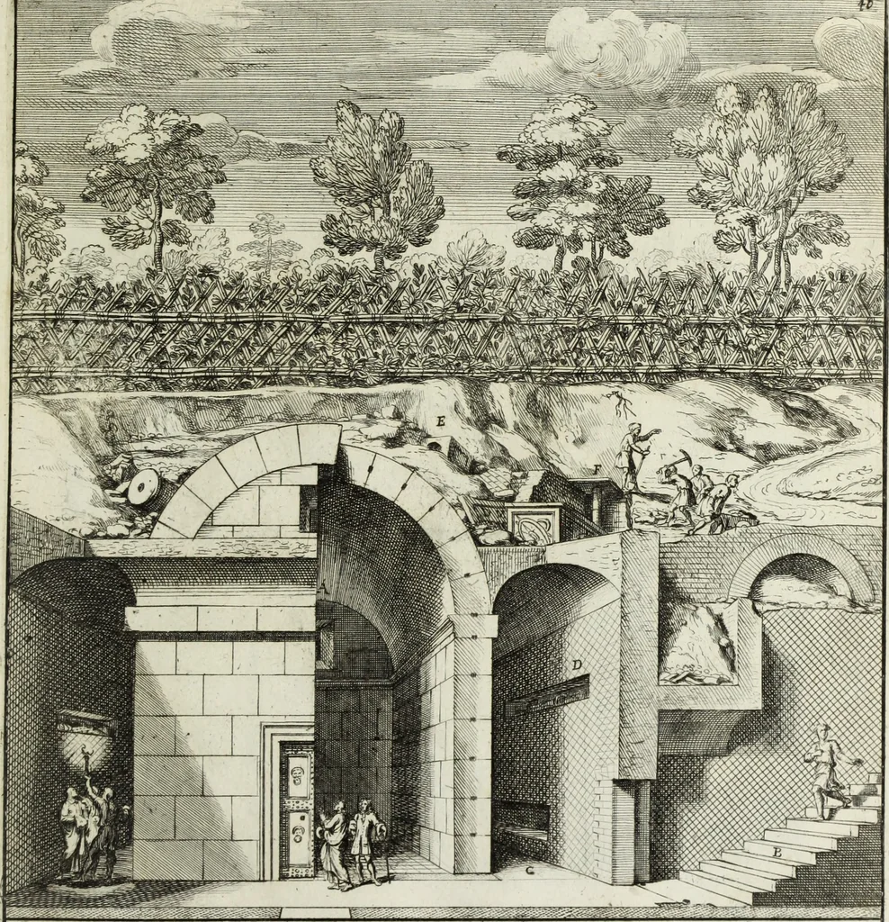 An illustration from Gli antichi sepolcri, ovvero, Mausolei romani ed etruschi trovati in Roma ed in altri luoghi celebri : nelli quali si contengono molte erudite memorie, 1767, leaf 114