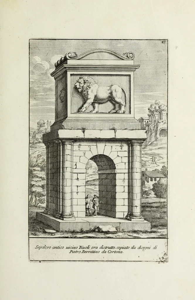 An illustration from Gli antichi sepolcri, ovvero, Mausolei romani ed etruschi trovati in Roma ed in altri luoghi celebri : nelli quali si contengono molte erudite memorie, 1767, leaf 120