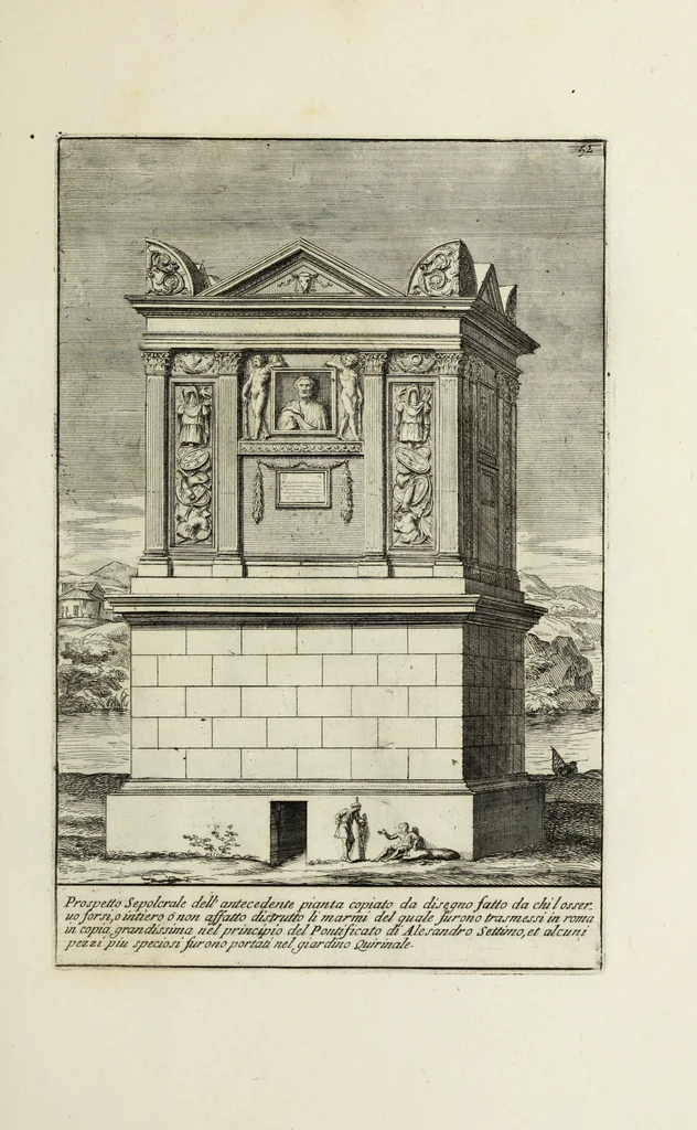 An illustration from Gli antichi sepolcri, ovvero, Mausolei romani ed etruschi trovati in Roma ed in altri luoghi celebri : nelli quali si contengono molte erudite memorie, 1767, leaf 126