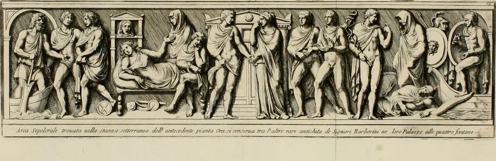 An illustration from Gli antichi sepolcri, ovvero, Mausolei romani ed etruschi trovati in Roma ed in altri luoghi celebri : nelli quali si contengono molte erudite memorie, 1767, leaf 132