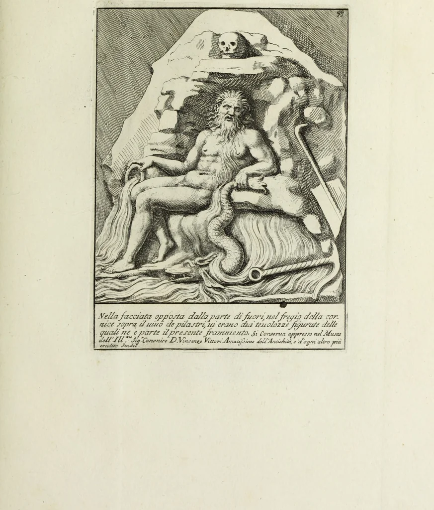 An illustration from Gli antichi sepolcri, ovvero, Mausolei romani ed etruschi trovati in Roma ed in altri luoghi celebri : nelli quali si contengono molte erudite memorie, 1767, leaf 136