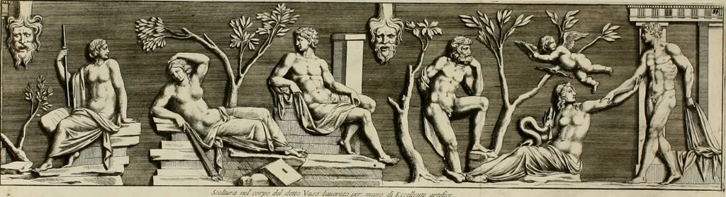 An illustration from Gli antichi sepolcri, ovvero, Mausolei romani ed etruschi trovati in Roma ed in altri luoghi celebri : nelli quali si contengono molte erudite memorie, 1767, leaf 196