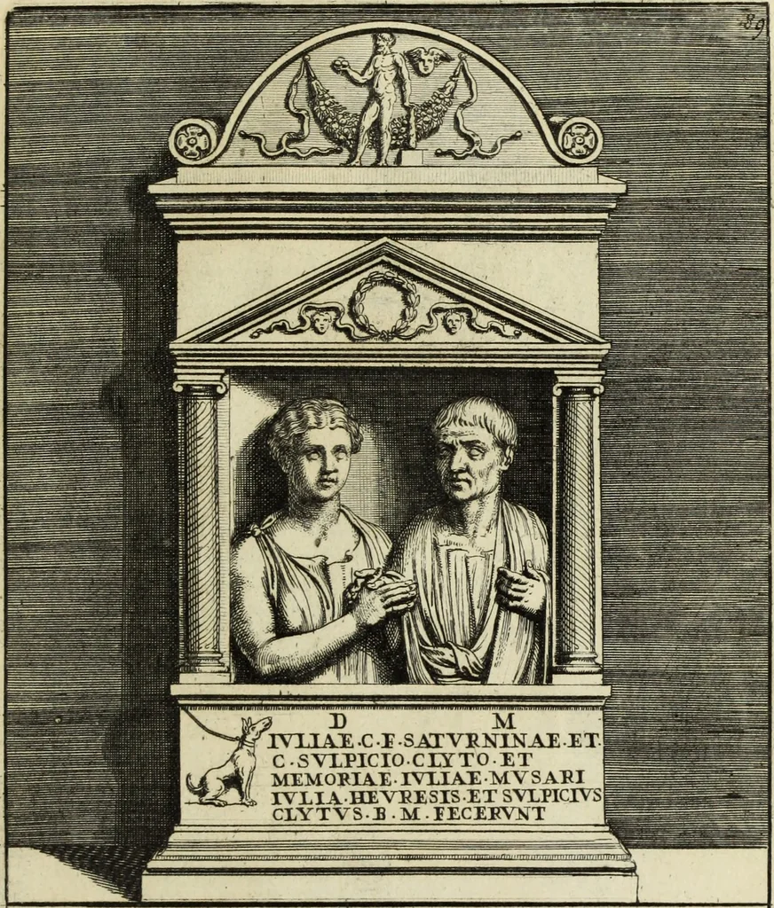 An illustration from Gli antichi sepolcri, ovvero, Mausolei romani ed etruschi trovati in Roma ed in altri luoghi celebri : nelli quali si contengono molte erudite memorie, 1767, leaf 204