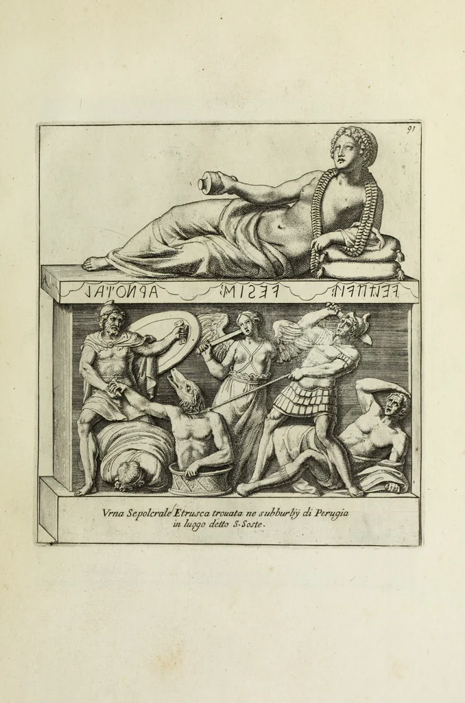 An illustration from Gli antichi sepolcri, ovvero, Mausolei romani ed etruschi trovati in Roma ed in altri luoghi celebri : nelli quali si contengono molte erudite memorie, 1767, leaf 208