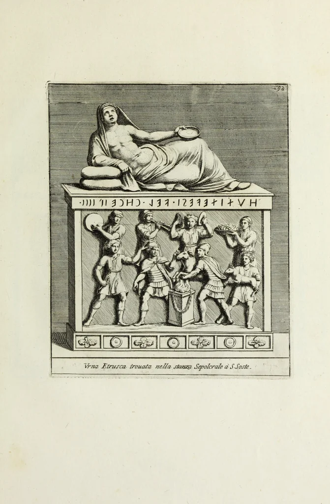 An illustration from Gli antichi sepolcri, ovvero, Mausolei romani ed etruschi trovati in Roma ed in altri luoghi celebri : nelli quali si contengono molte erudite memorie, 1767, leaf 212