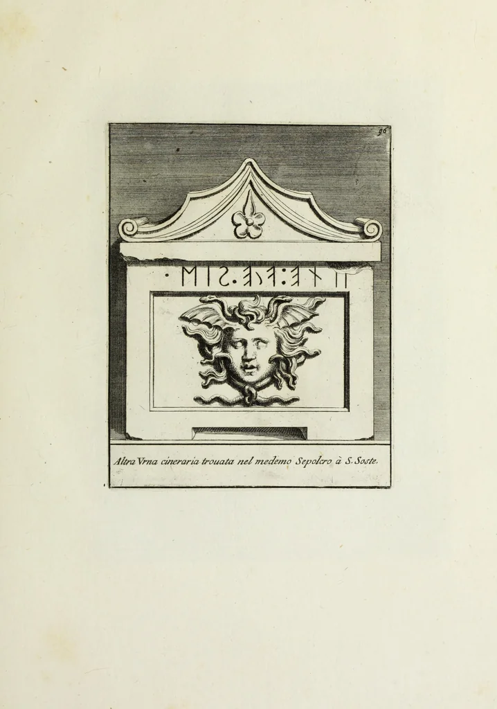 An illustration from Gli antichi sepolcri, ovvero, Mausolei romani ed etruschi trovati in Roma ed in altri luoghi celebri : nelli quali si contengono molte erudite memorie, 1767, leaf 218