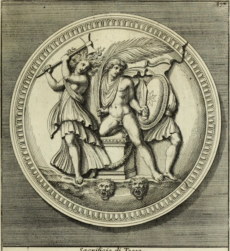 An illustration from Gli antichi sepolcri, ovvero, Mausolei romani ed etruschi trovati in Roma ed in altri luoghi celebri : nelli quali si contengono molte erudite memorie, 1767, leaf 220