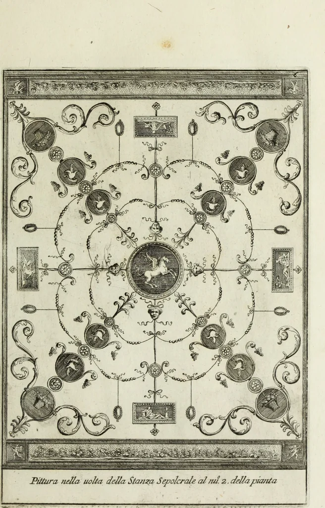 An illustration from Gli antichi sepolcri, ovvero, Mausolei romani ed etruschi trovati in Roma ed in altri luoghi celebri : nelli quali si contengono molte erudite memorie, 1767, leaf 34