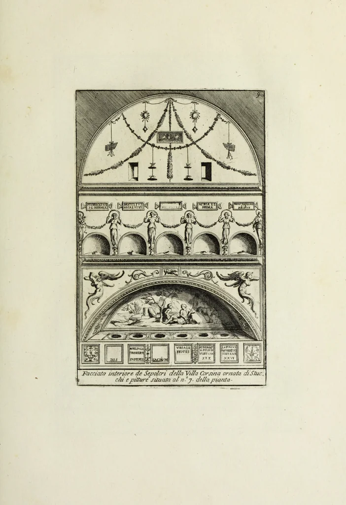 An illustration from Gli antichi sepolcri, ovvero, Mausolei romani ed etruschi trovati in Roma ed in altri luoghi celebri : nelli quali si contengono molte erudite memorie, 1767, leaf 40