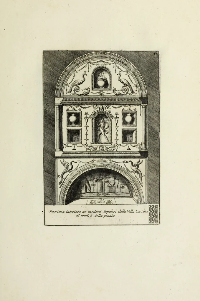 An illustration from Gli antichi sepolcri, ovvero, Mausolei romani ed etruschi trovati in Roma ed in altri luoghi celebri : nelli quali si contengono molte erudite memorie, 1767, leaf 44
