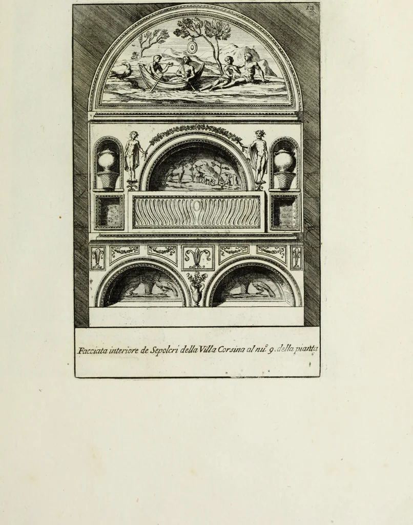 An illustration from Gli antichi sepolcri, ovvero, Mausolei romani ed etruschi trovati in Roma ed in altri luoghi celebri : nelli quali si contengono molte erudite memorie, 1767, leaf 48