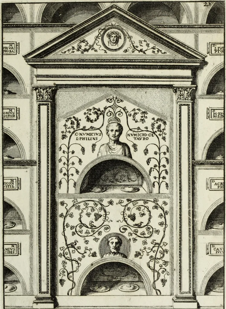 An illustration from Gli antichi sepolcri, ovvero, Mausolei romani ed etruschi trovati in Roma ed in altri luoghi celebri : nelli quali si contengono molte erudite memorie, 1767, leaf 62