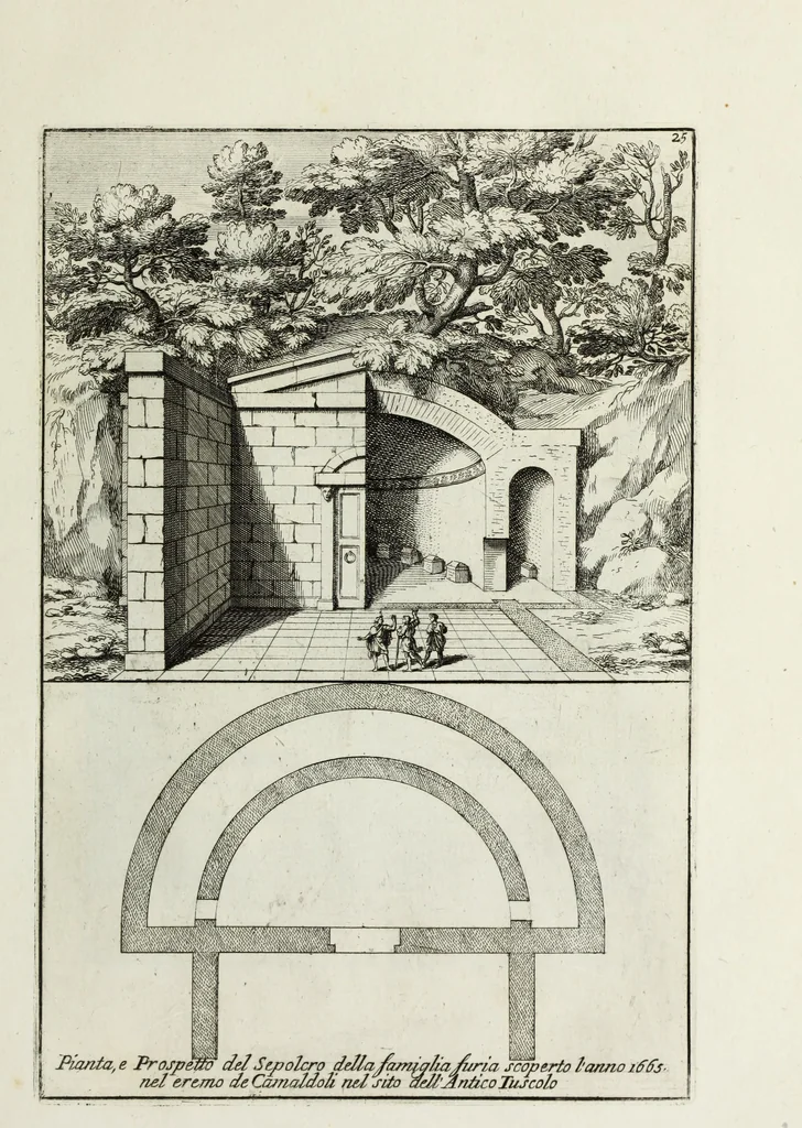 An illustration from Gli antichi sepolcri, ovvero, Mausolei romani ed etruschi trovati in Roma ed in altri luoghi celebri : nelli quali si contengono molte erudite memorie, 1767, leaf 72