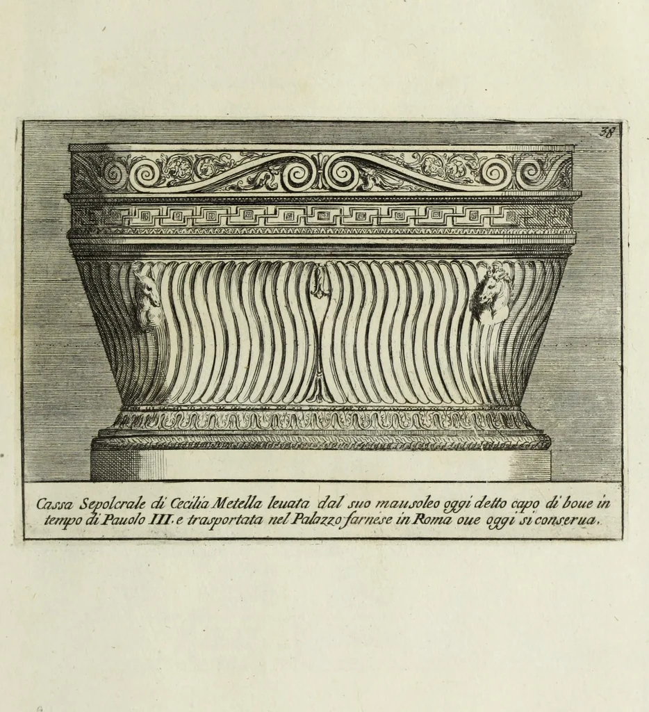 An illustration from Gli antichi sepolcri, ovvero, Mausolei romani ed etruschi trovati in Roma ed in altri luoghi celebri : nelli quali si contengono molte erudite memorie, 1767, leaf 98