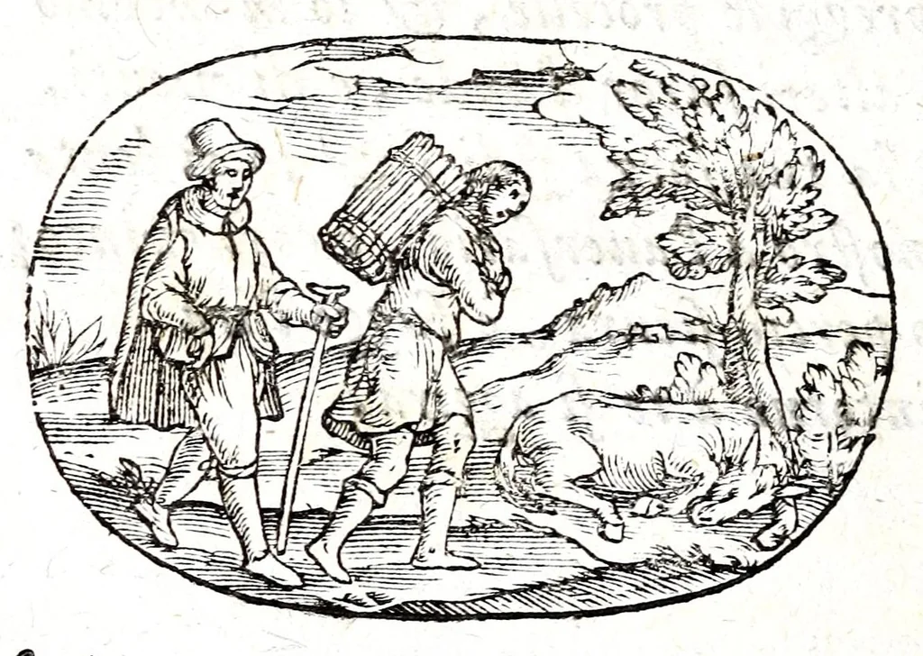 An illustration from Gli apologi del signor Giulio Cesare Capaccio, gentil'huomo del serenissimo signor duca d'Vrbino; con le Dicerie morali, oue quasi con viui colori al modo cortegiano l'humana vita si dipinge, la malignità si scopre, la bizzarria de' ceruelli si castiga, la frode si scaccia, la mattezza si punisce, al poco saper di gli huomini si prouede, e di tutti i ciuili costumi si fà paragone, 1619, leaf 130