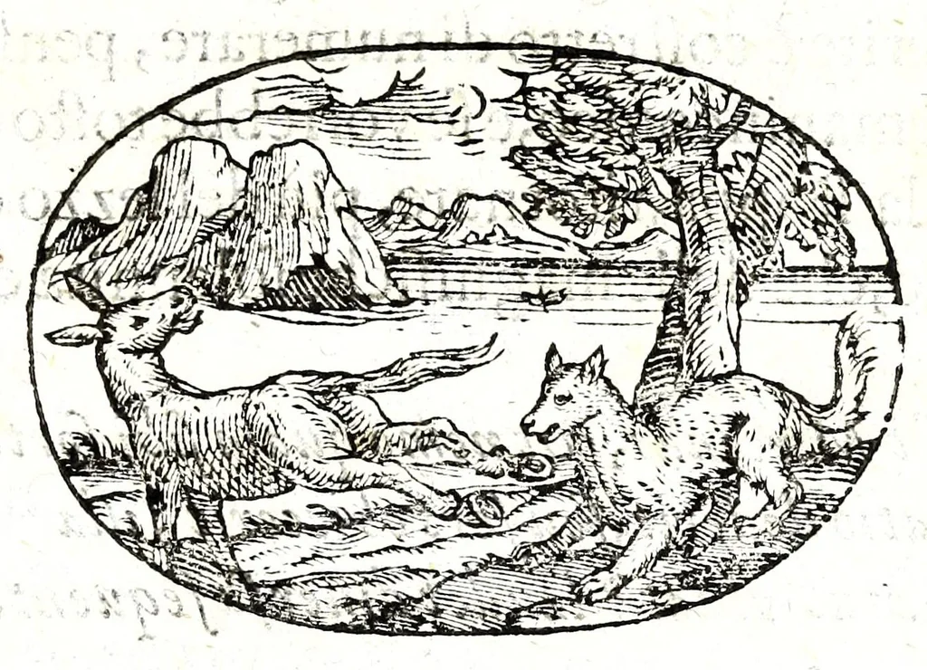 An illustration from Gli apologi del signor Giulio Cesare Capaccio, gentil'huomo del serenissimo signor duca d'Vrbino; con le Dicerie morali, oue quasi con viui colori al modo cortegiano l'humana vita si dipinge, la malignità si scopre, la bizzarria de' ceruelli si castiga, la frode si scaccia, la mattezza si punisce, al poco saper di gli huomini si prouede, e di tutti i ciuili costumi si fà paragone, 1619, leaf 141