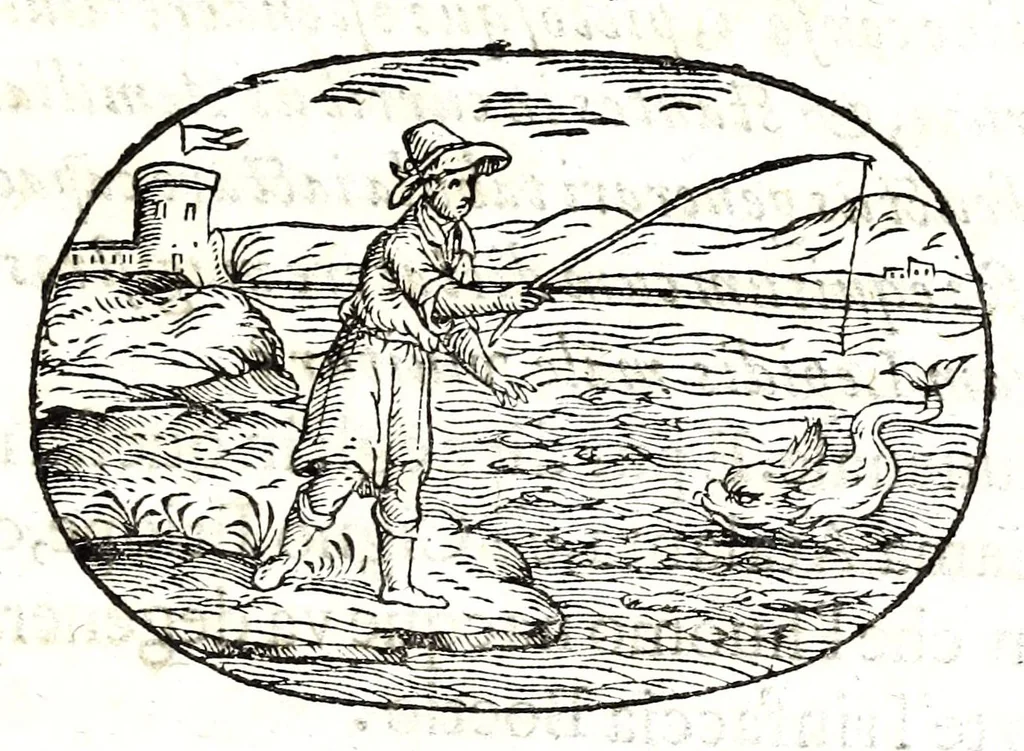 An illustration from Gli apologi del signor Giulio Cesare Capaccio, gentil'huomo del serenissimo signor duca d'Vrbino; con le Dicerie morali, oue quasi con viui colori al modo cortegiano l'humana vita si dipinge, la malignità si scopre, la bizzarria de' ceruelli si castiga, la frode si scaccia, la mattezza si punisce, al poco saper di gli huomini si prouede, e di tutti i ciuili costumi si fà paragone, 1619, leaf 159