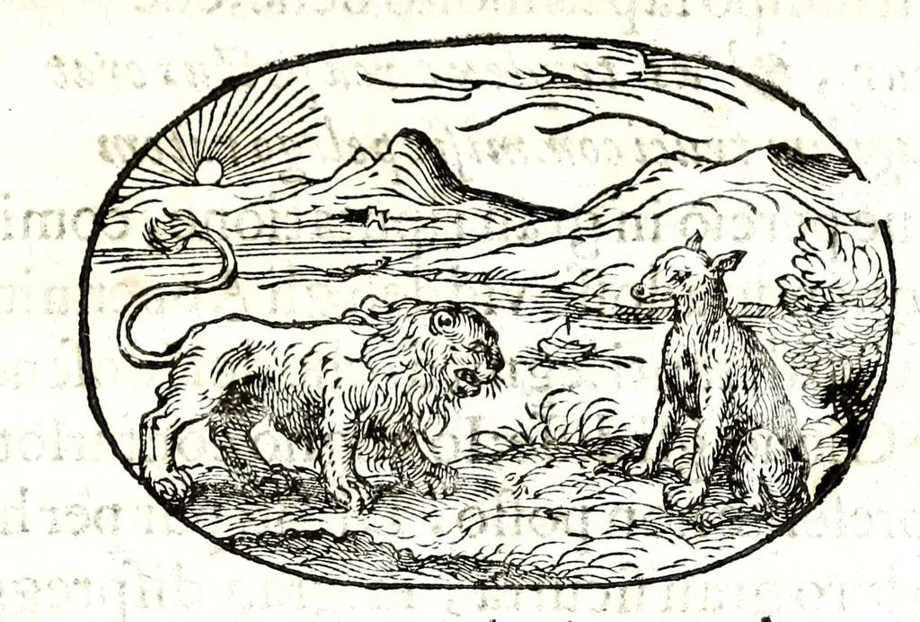 An illustration from Gli apologi del signor Giulio Cesare Capaccio, gentil'huomo del serenissimo signor duca d'Vrbino; con le Dicerie morali, oue quasi con viui colori al modo cortegiano l'humana vita si dipinge, la malignità si scopre, la bizzarria de' ceruelli si castiga, la frode si scaccia, la mattezza si punisce, al poco saper di gli huomini si prouede, e di tutti i ciuili costumi si fà paragone, 1619, leaf 161