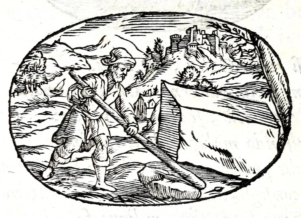 An illustration from Gli apologi del signor Giulio Cesare Capaccio, gentil'huomo del serenissimo signor duca d'Vrbino; con le Dicerie morali, oue quasi con viui colori al modo cortegiano l'humana vita si dipinge, la malignità si scopre, la bizzarria de' ceruelli si castiga, la frode si scaccia, la mattezza si punisce, al poco saper di gli huomini si prouede, e di tutti i ciuili costumi si fà paragone, 1619, leaf 50