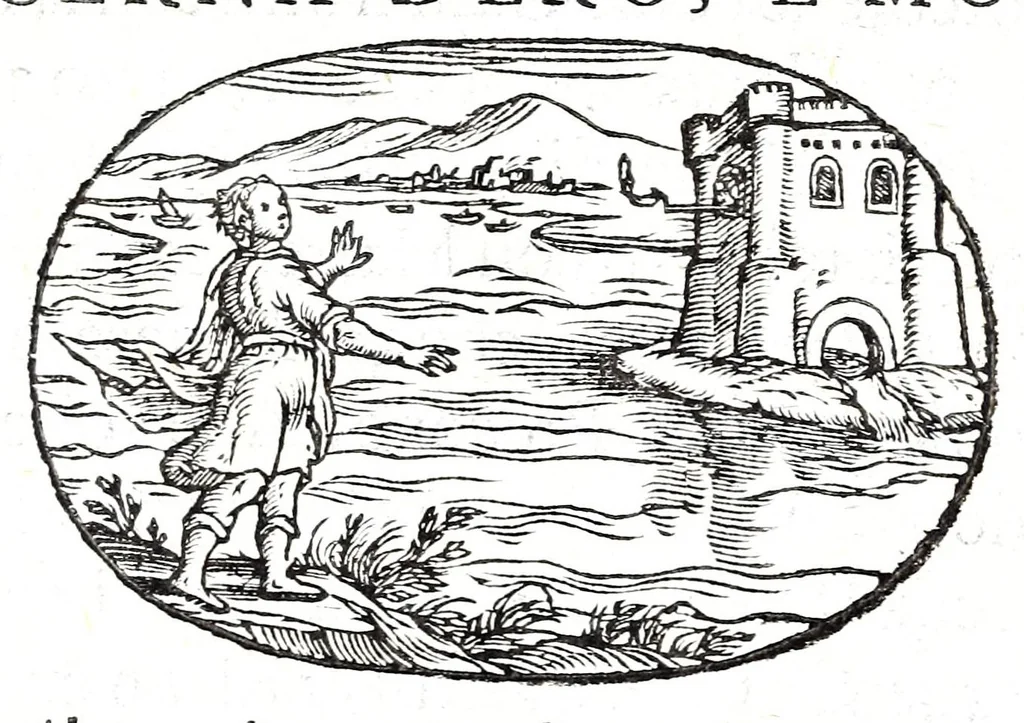An illustration from Gli apologi del signor Giulio Cesare Capaccio, gentil'huomo del serenissimo signor duca d'Vrbino; con le Dicerie morali, oue quasi con viui colori al modo cortegiano l'humana vita si dipinge, la malignità si scopre, la bizzarria de' ceruelli si castiga, la frode si scaccia, la mattezza si punisce, al poco saper di gli huomini si prouede, e di tutti i ciuili costumi si fà paragone, 1619, leaf 75
