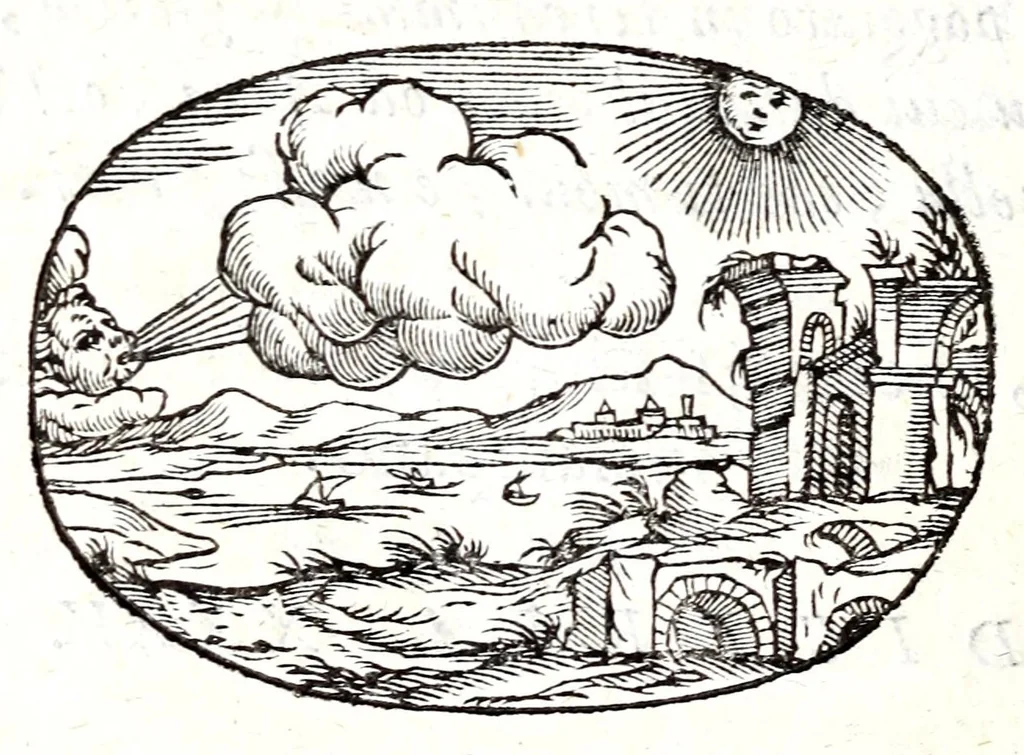 An illustration from Gli apologi del signor Giulio Cesare Capaccio, gentil'huomo del serenissimo signor duca d'Vrbino; con le Dicerie morali, oue quasi con viui colori al modo cortegiano l'humana vita si dipinge, la malignità si scopre, la bizzarria de' ceruelli si castiga, la frode si scaccia, la mattezza si punisce, al poco saper di gli huomini si prouede, e di tutti i ciuili costumi si fà paragone, 1619, leaf 82