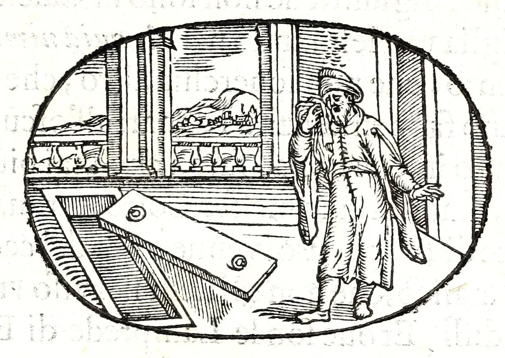 An illustration from Gli apologi del signor Giulio Cesare Capaccio, gentil'huomo del serenissimo signor duca d'Vrbino; con le Dicerie morali, oue quasi con viui colori al modo cortegiano l'humana vita si dipinge, la malignità si scopre, la bizzarria de' ceruelli si castiga, la frode si scaccia, la mattezza si punisce, al poco saper di gli huomini si prouede, e di tutti i ciuili costumi si fà paragone, 1619, leaf 99