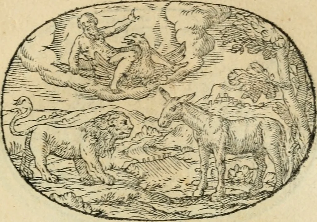 An illustration from Gli apologi di Giulio Cesare Capaccio, secretario della fedelissima città di Napoli : con le Dicerie morali, 1607, leaf 52