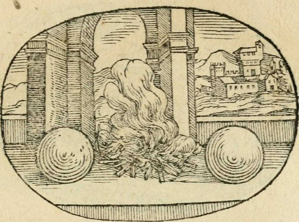 An illustration from Gli apologi di Giulio Cesare Capaccio, secretario della fedelissima città di Napoli : con le Dicerie morali, 1607, leaf 56