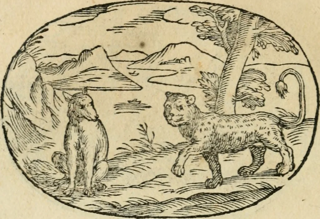 An illustration from Gli apologi di Giulio Cesare Capaccio, secretario della fedelissima città di Napoli : con le Dicerie morali, 1607, leaf 57