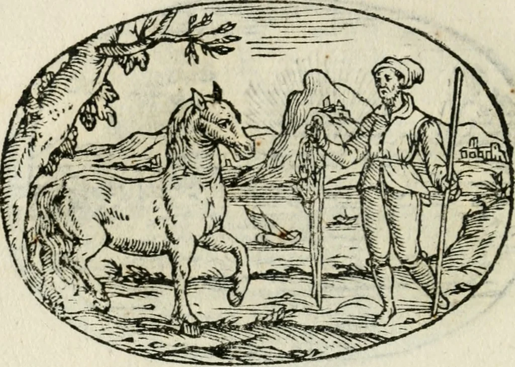 An illustration from Gli apologi di Giulio Cesare Capaccio, secretario della fedelissima città di Napoli : con le Dicerie morali, 1607, leaf 65