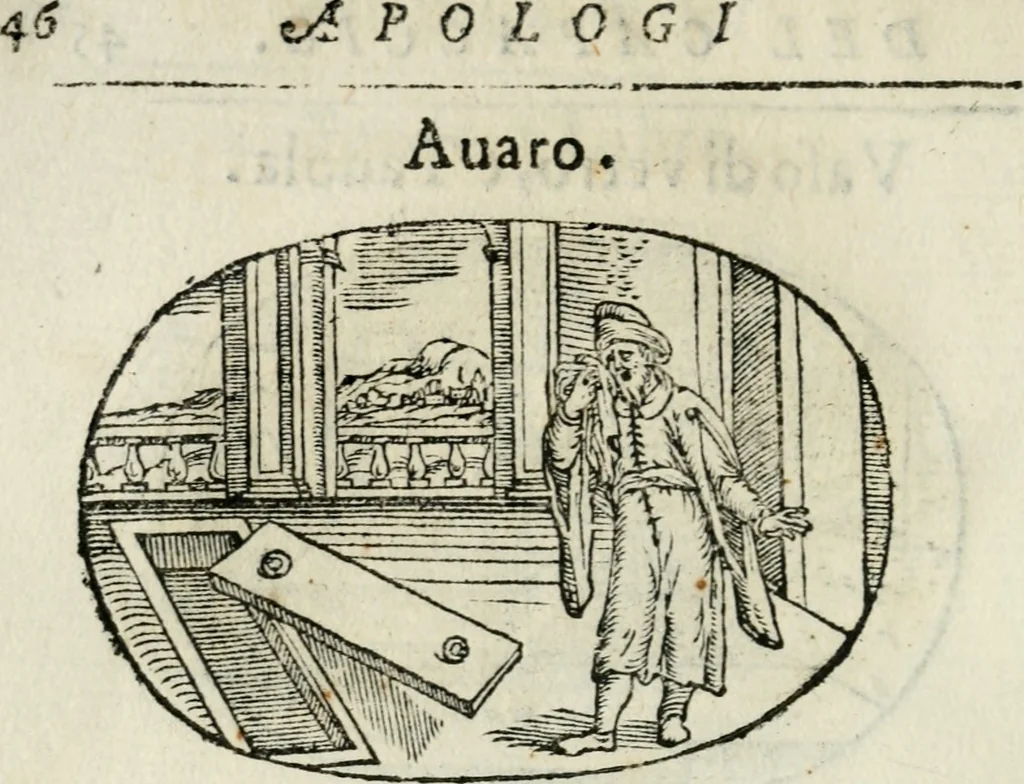 An illustration from Gli apologi di Giulio Cesare Capaccio, secretario della fedelissima città di Napoli : con le Dicerie morali, 1607, leaf 73