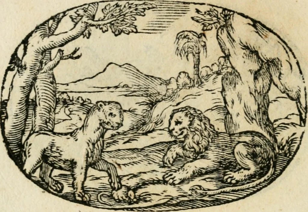 An illustration from Gli apologi di Giulio Cesare Capaccio, secretario della fedelissima città di Napoli : con le Dicerie morali, 1607, leaf 97