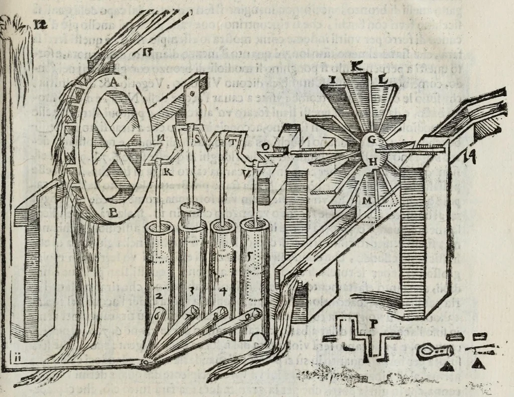 An illustration from Gli artificiosi e curiosi moti spiritali de Herone, 1647, leaf 115