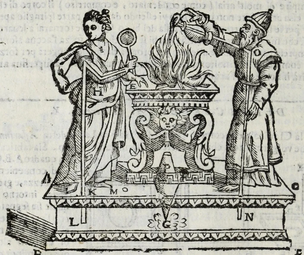 An illustration from Gli artificiosi e curiosi moti spiritali de Herone, 1647, leaf 36