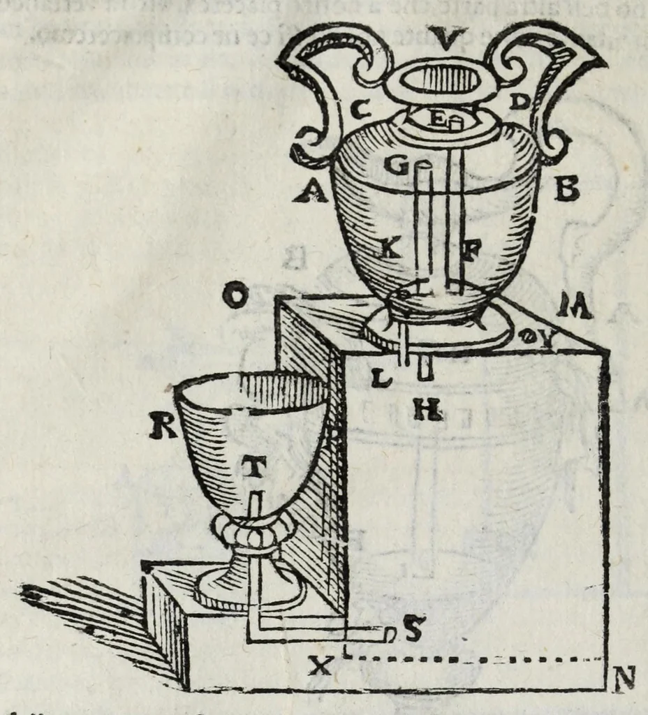 An illustration from Gli artificiosi e curiosi moti spiritali de Herone, 1647, leaf 44