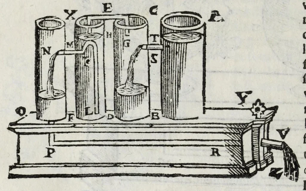 An illustration from Gli artificiosi e curiosi moti spiritali de Herone, 1647, leaf 48