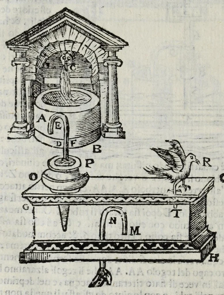 An illustration from Gli artificiosi e curiosi moti spiritali de Herone, 1647, leaf 52