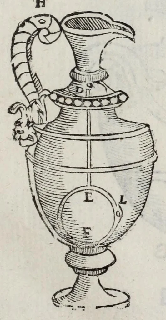 An illustration from Gli artificiosi e curiosi moti spiritali de Herone, 1647, leaf 65