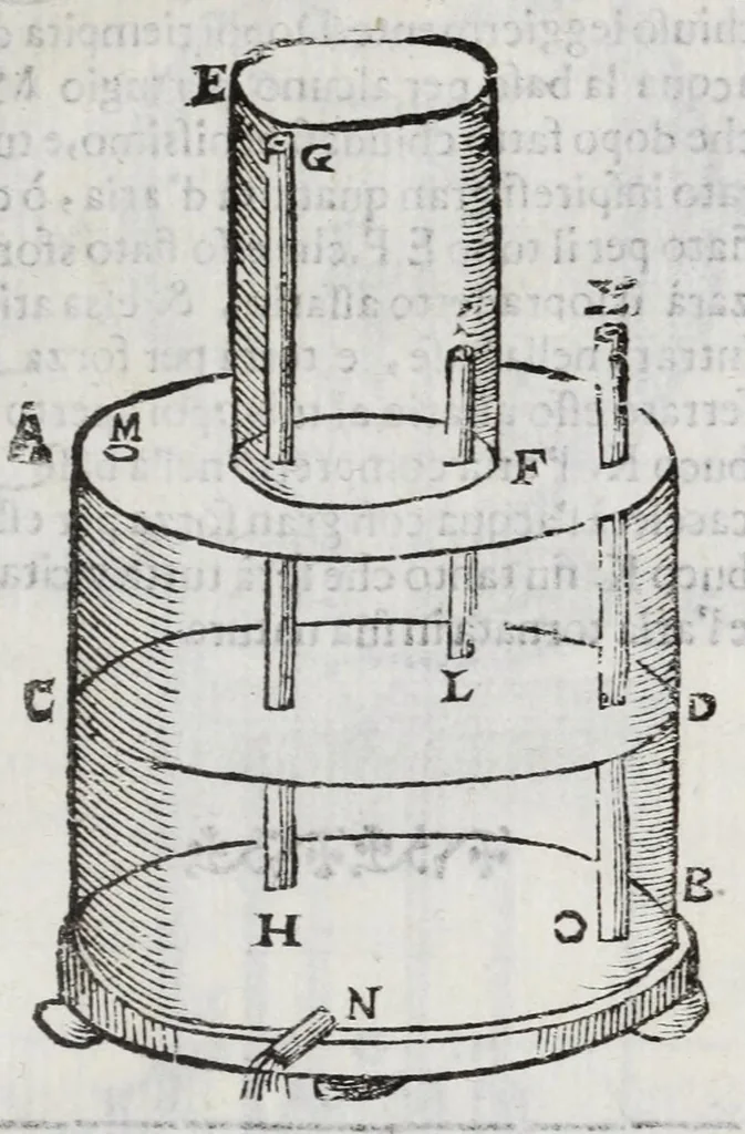 An illustration from Gli artificiosi e curiosi moti spiritali de Herone, 1647, leaf 75