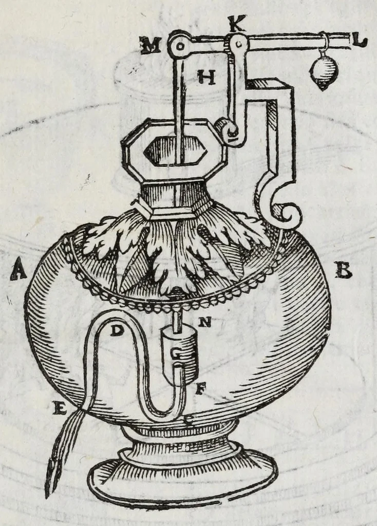 An illustration from Gli artificiosi e curiosi moti spiritali de Herone, 1647, leaf 91