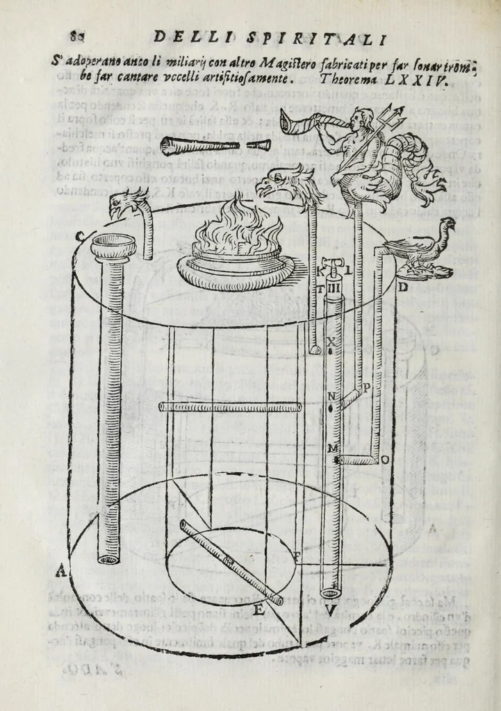 An illustration from Gli artificiosi e curiosi moti spiritali de Herone, 1647, leaf 96