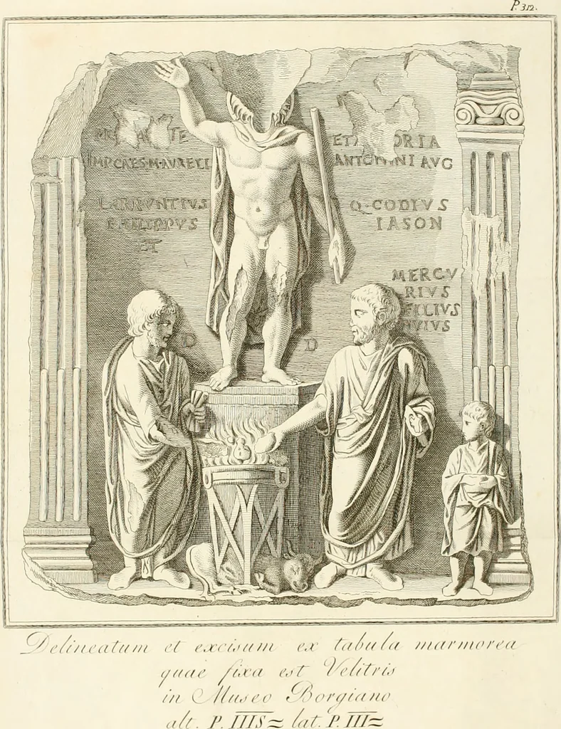 An illustration from Gli atti e monumenti de' fratelli Arvali : scolpiti già in tavole di marmo ed ora raccolti diciferati e comentati, 1795, leaf 509