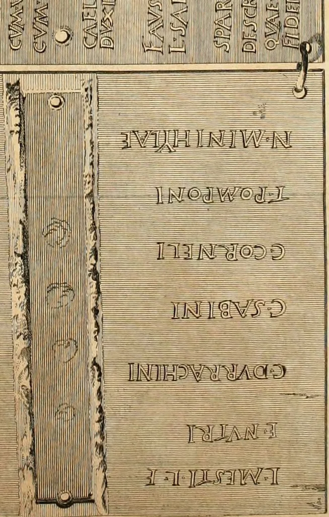 An illustration from Gli atti e monumenti de' fratelli Arvali : scolpiti già in tavole di marmo ed ora raccolti diciferati e comentati, 1795, leaf 101