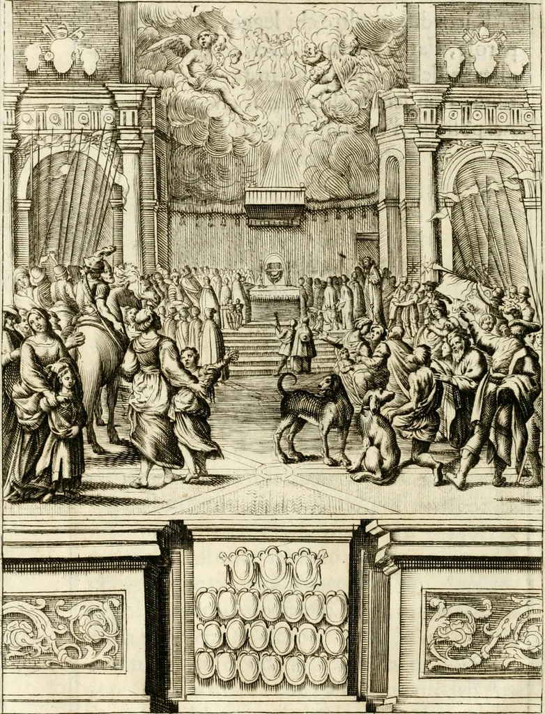 An illustration from Gli encomii delle Sagre Corone esplicati dal sig. Gio. Andrea Rota con diuersi componim.ti per la coronatione di Nostra Signora del Soccorso, seguita in Bologna l'anno MDCXIII per mano del card. Maffeo Barberino, 1633, leaf 15