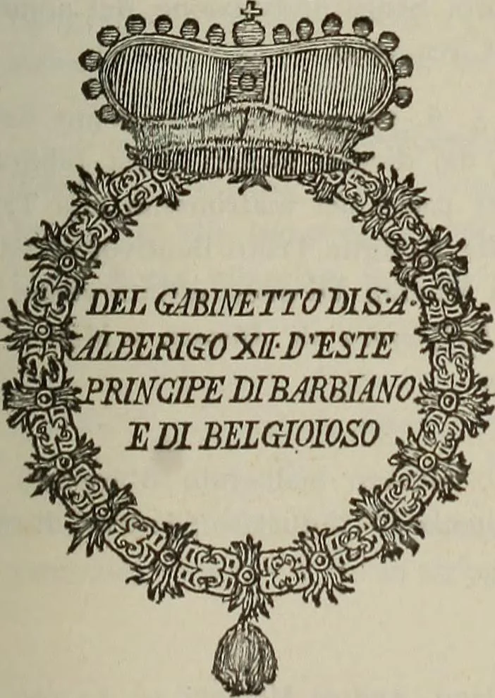 An illustration from Gli ex libris italiani. Con 9 tavole e 233 riproduzioni, delle quali 29 eseguite coi rami o cogli zinchi originali, 1902, leaf 106