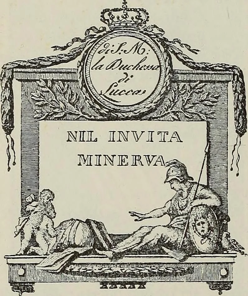 An illustration from Gli ex libris italiani. Con 9 tavole e 233 riproduzioni, delle quali 29 eseguite coi rami o cogli zinchi originali, 1902, leaf 129