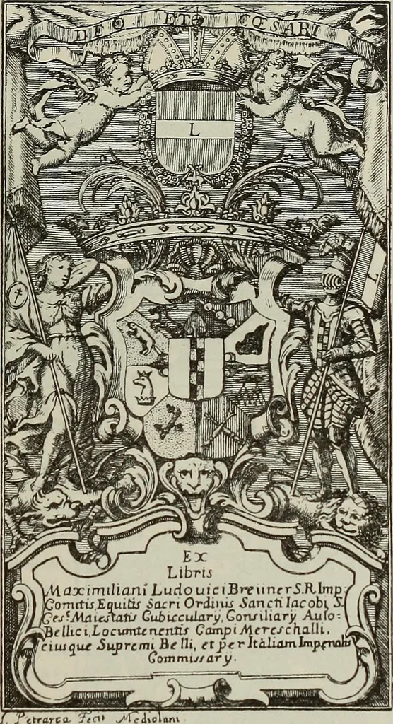 An illustration from Gli ex libris italiani. Con 9 tavole e 233 riproduzioni, delle quali 29 eseguite coi rami o cogli zinchi originali, 1902, leaf 144