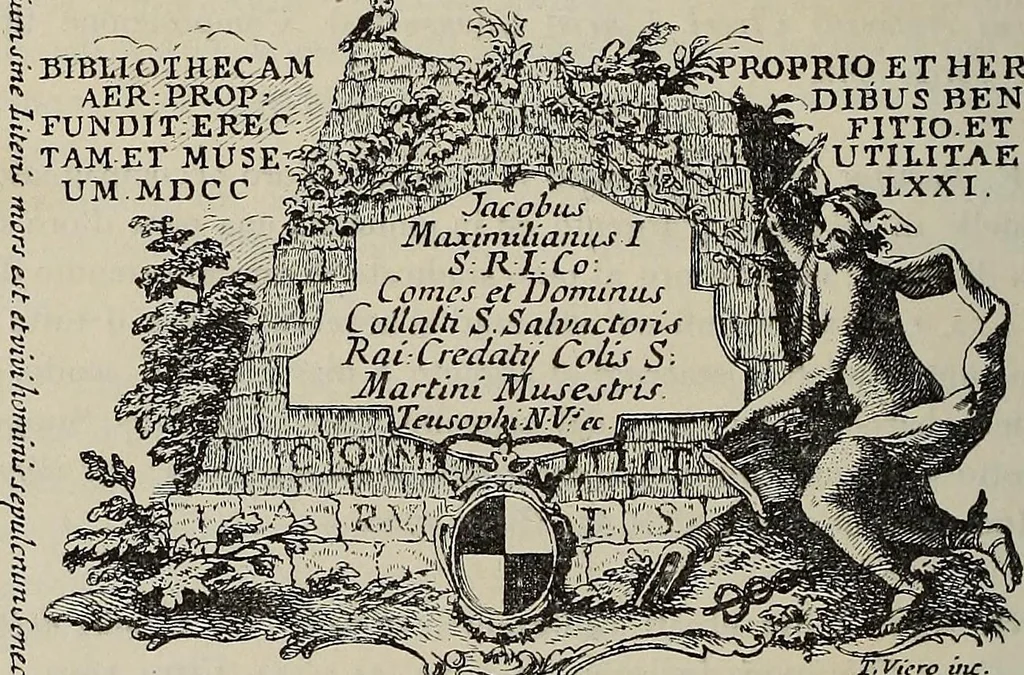 An illustration from Gli ex libris italiani. Con 9 tavole e 233 riproduzioni, delle quali 29 eseguite coi rami o cogli zinchi originali, 1902, leaf 177